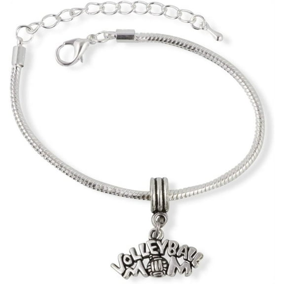 Emerald Park Jewelry Volleyball Mom Snake Chain Charm Bracelet