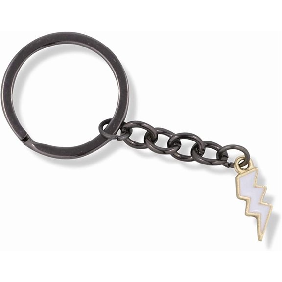 Emerald Park Jewelry White Lightning Bolt Charm Keychain