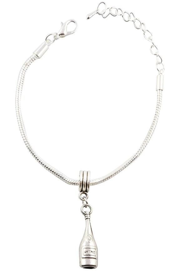 Wine Bottle Snake Chain Charm Bracelet