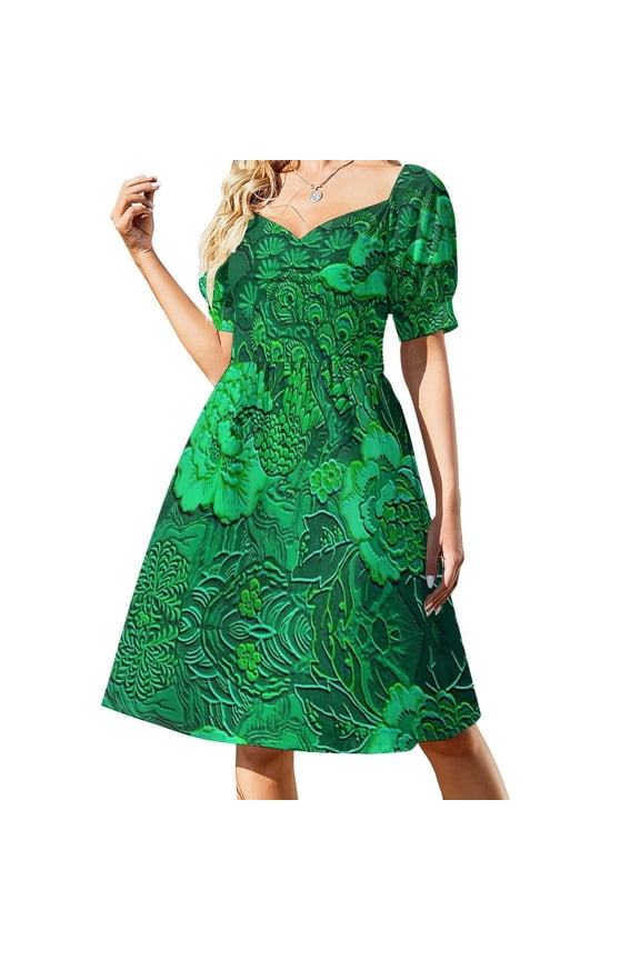 Emerald Peacock Sleeveless Dress sexy short dresses daring Long veiled dresses