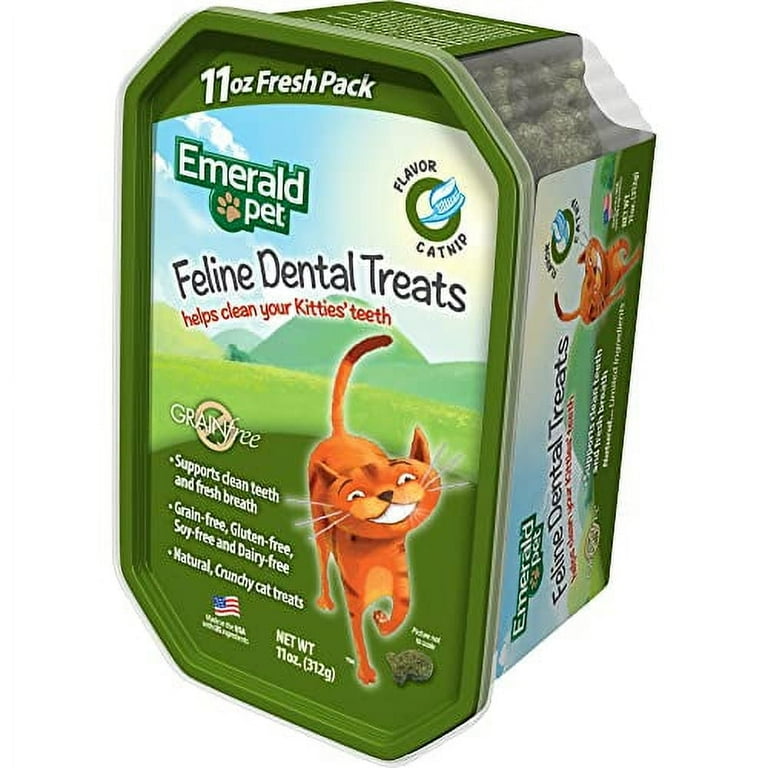 Emerald Pet Feline Dental Cat Treats Catnip 11 oz