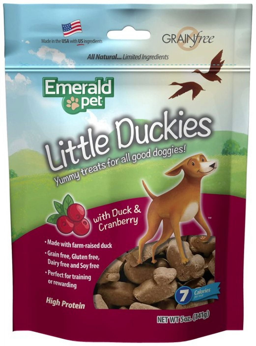 Emerald Pet Little Duckies Dog Treats with Duck and Cranberry [Dog Meat and Jerky Treats, Dog Clearance, Emerald Pet, Dog Supplies] 5 oz