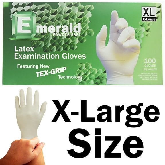 Emerald Powder-Free Latex Examination Gloves - White - 100ct
