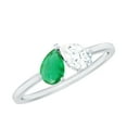thumbnail image 1 of Rosec Jewels Real Emerald Toi Et Moi Promise Ring - Emerald Diamond Ring for Women - AAA Grade - Ready to Gift for Valentines Day, 10K White Gold, US 8.50, 1 of 8