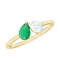 thumbnail image 1 of Rosec Jewels Real Emerald Toi Et Moi Promise Ring - Emerald Diamond Ring for Women - AAA Grade - Ready to Gift for Valentines Day, 14K Yellow Gold, US 8.50, 1 of 8