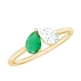thumbnail image 1 of Rosec Jewels Real Emerald Toi Et Moi Promise Ring - Emerald Diamond Ring for Women - AAA Grade - Ready to Gift for Valentines Day, 18K Yellow Gold, US 13.00, 1 of 8