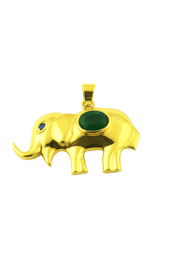Emerald Quartz Elephant Pendant - 925 Sterling Silver Pendant - Pendant Necklace For Her - May Birthstone Necklace - Gift For Her