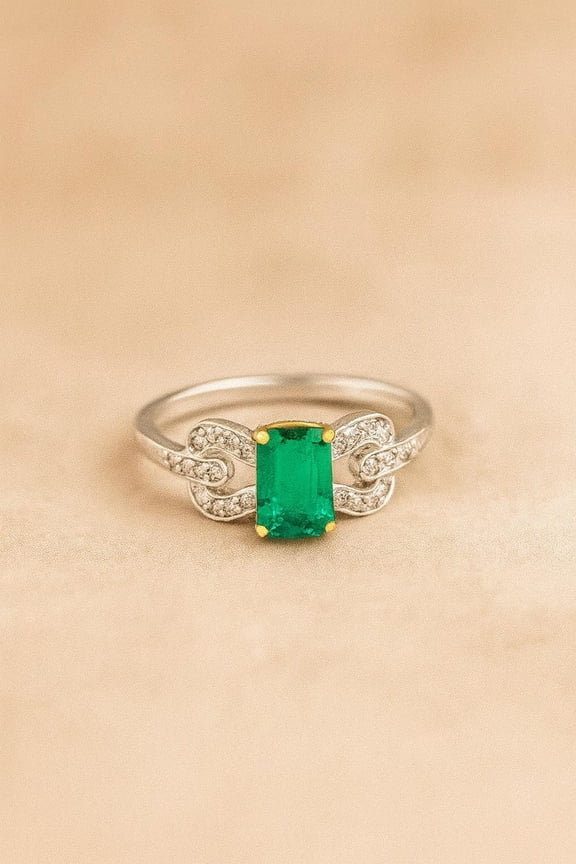 Emerald Quartz Octagon Ring - May Birthstone 925 Sterling Silver Handmade Ring For Girlfriend