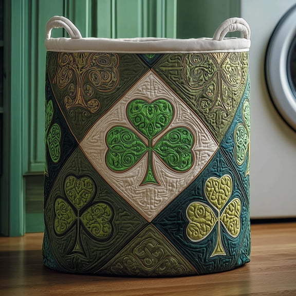 Emerald Quilt Quilted Laundry Basket, with Handles, Foldable Clothes Hamper for Bedroom Storage