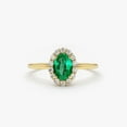 thumbnail image 1 of Emerald Ring 14k Gold Plated 925 Sterling Silver Classic Oval Cut Emerald Ring with Surrounding Diamonds Natural Emerald Ring, 1 of 5