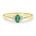thumbnail image 1 of Emerald Ring, 14k Gold Plated 925 Sterling Silver Engagement Ring with Emerald and Diamonds, Genuine Natural Emerald Ring, Dainty Wedding Ring, May Birthstone, 1 of 5