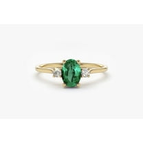 Emerald Ring Emerald Engagement Ring in 14k Gold Plated 925 Sterling Silver Oval Cut Natural 3 Stone Emerald Diamond Ring / May Birthstone / Promise RingEngagement ring