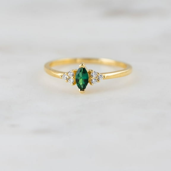 Emerald Ring, Emerald Marquise Ring, May Birthstone, Dainty Ring, Sterling Silver Emerald Ring, Gold Emerald Ring, Gift for her