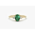 thumbnail image 1 of Emerald Ring Emerald Engagement Ring in 14k Gold Plated 925 Sterling Silver Oval Cut Natural 3 Stone Emerald Diamond Ring / May Birthstone / Promise RingEngagement ring, 1 of 5