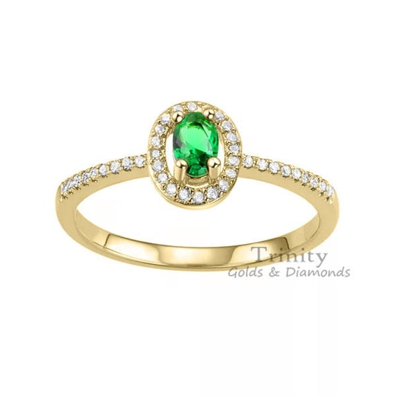 Emerald Ring Sterling Silver, Emerald Ring For Women's, 1.40 Ct Oval Emerald Halo Diamond Engagement Ring For Her, Emerald Engagement Ring