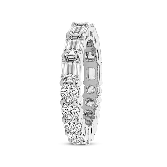 Emerald & Round Shape Lab Grown Diamond Brynn Eternity Ring For Women | 6 Carat IGI Certified 14K White Gold | FG-VS Quality Friendly Diamonds Eternity Ring Size 5.5
