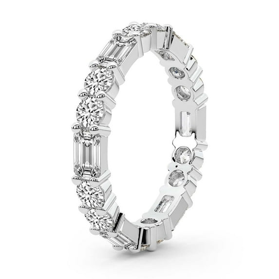 Emerald & Round Shape Lab Grown Diamond Emory Eternity Ring For Women | 6 Carat IGI Certified 14K White Gold | FG-VS Quality Friendly Diamonds Eternity Ring Size 9