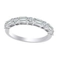 thumbnail image 1 of AFFY Emerald & Round Shape White Cubic Zirconia Eternity Wedding Band Ring In 10k Solid White Gold Ring Size-9.5, 1 of 1