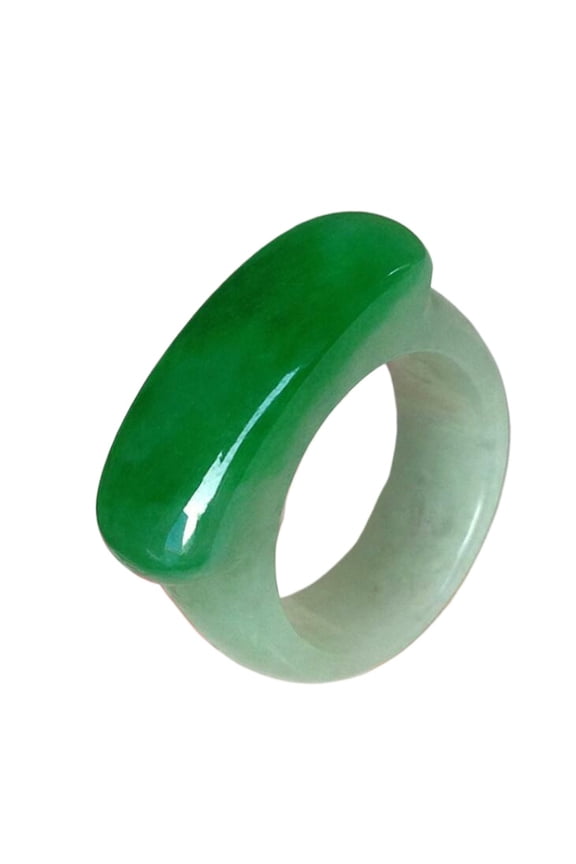 Emerald Saddle Ring Jade Finger Rings for Men Women Chinese Antique Collection