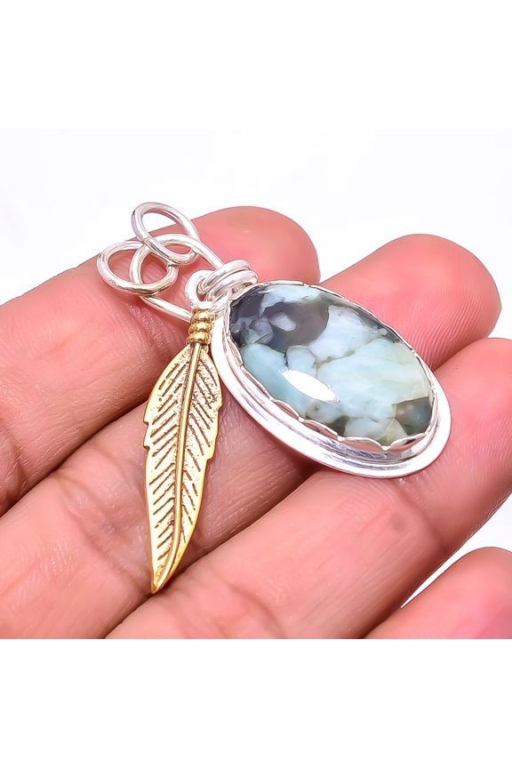 Emerald -Sakota Mines 925 Sterling Silver Two Tone Designer Pendant 1.95", Green Emerald Pendant P_8053_329_75