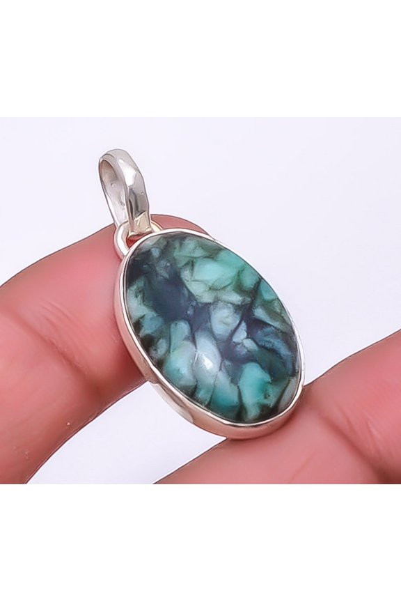 Emerald - Sakota Mines (Simulated) 925 Sterling Silver Jewelry Pendant 1.37" T79, Beautiful Jewelry For Woman, New Year Sale, Valentin's Day Gift