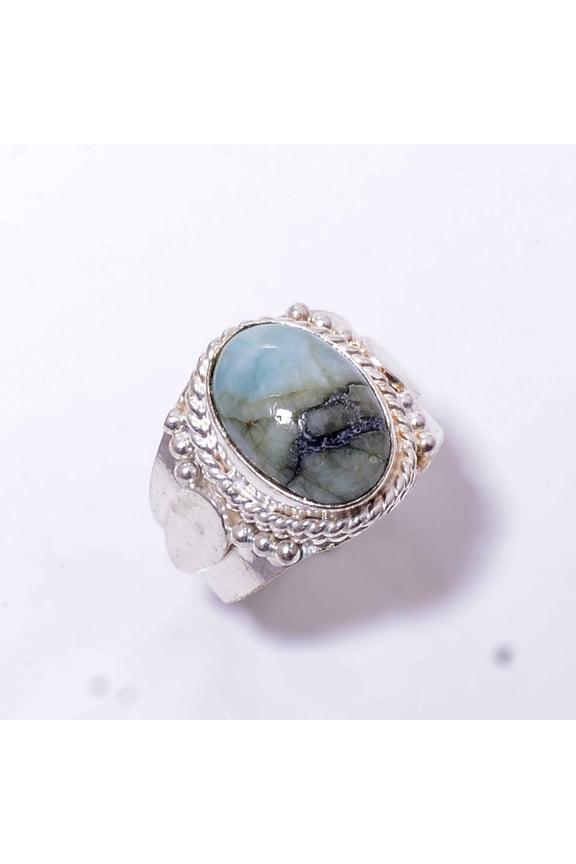 Emerald - Sakota Mines (Simulated) Gemstone 925 Sterling Silver Ring S.7 R193