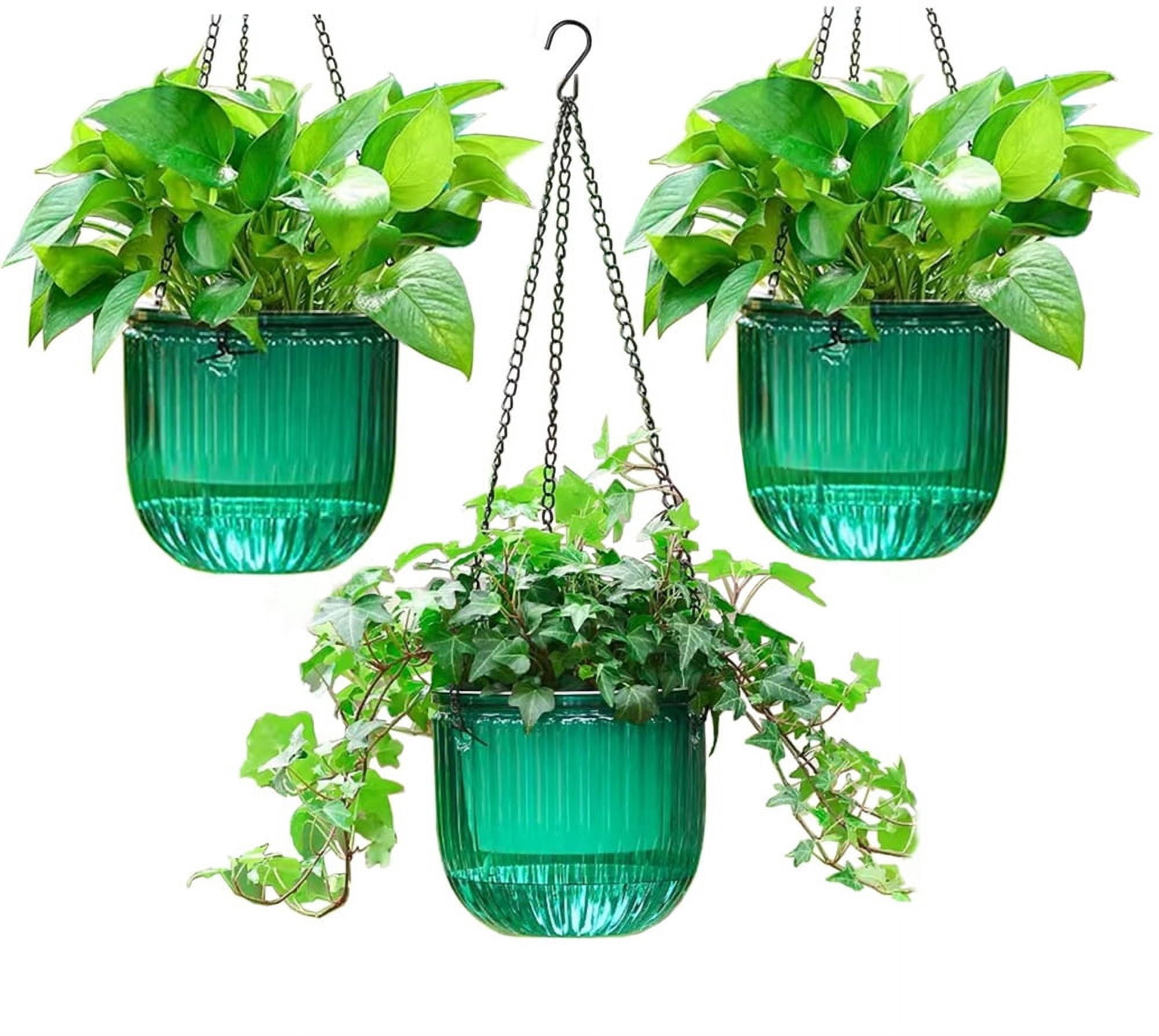 Planter Chain Emerald Self Watering Hanging Planters with Chains, Double Layer ...