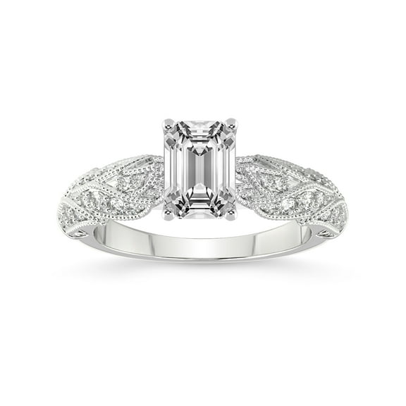 Emerald Shape 1 Carat IGI Certified Lab Grown Diamond Ring Mothers Day Gift | 14K White Gold |Vintage Willow Lab Diamond Engagement Ring | FG-VS1-VS2 Quality Friendly Diamonds