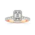 thumbnail image 1 of Emerald Shape 2 Carat IGI Certified Lab Grown Diamond Ring | 14K Rose Gold | Vionna Round Halo Lab Diamond Engagement Ring | FG-VS1-VS2 Quality Friendly Diamonds, 1 of 5