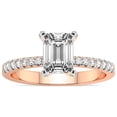 thumbnail image 1 of Emerald Shape 3 Carat IGI Certified Lab Grown Diamond Ring | 14K Rose Gold | Sara Tapered Eternity Lab Diamond Engagement Ring | FG-VS1-VS2 Quality Friendly Diamonds, 1 of 1