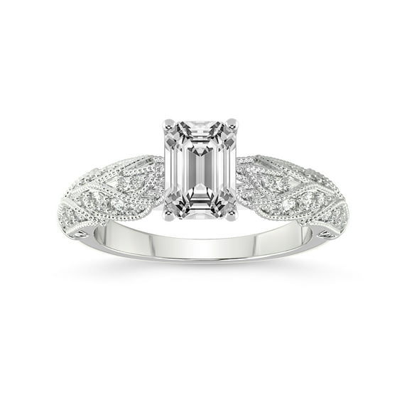 Emerald Shape 3 Carat IGI Certified Lab Grown Diamond Ring | 14K White Gold | Vintage Willow Lab Diamond Engagement Ring | FG-VS1-VS2 Quality Friendly Diamonds