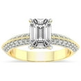 thumbnail image 1 of Emerald Shape 3 Carat IGI Certified Lab Grown Diamond Ring | 14K Yellow Gold | Dua Side Stone Knife Edge Lab Diamond Ring | FG-VS1-VS2 Quality Friendly Diamonds, 1 of 1
