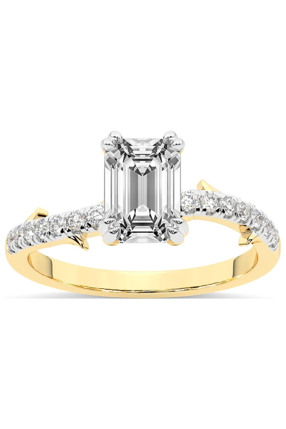 Emerald Shape 3 Carat IGI Certified Lab Grown Diamond Ring | 14K Yellow Gold | Phoebe Twigs Diamond Ring | FG-VS1-VS2 Quality Friendly Diamonds