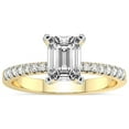 thumbnail image 1 of Emerald Shape 4 Carat IGI Certified Lab Grown Diamond Ring | 14K Yellow Gold | Sara Tapered Eternity Lab Diamond Engagement Ring | FG-VS1-VS2 Quality Friendly Diamonds, 1 of 5