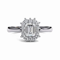 GIMELIS 0.35 CT Emerald Lab Diamond Halo Engagement Ring, 14K Gold