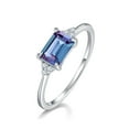 thumbnail image 1 of Emerald Shape Lab Created Blue Sapphire and Moissanite Solitaire Ring in 925 Sterling Silver – Wedding Gift Ring for Women – Elegant Anniversary Ring for Wife, 1 of 3