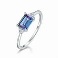 thumbnail image 1 of Emerald Shape Lab Created Blue Sapphire and Moissanite Solitaire Ring in 925 Sterling Silver – Wedding Gift Ring for Women – Elegant Anniversary Ring for Wife, 1 of 3