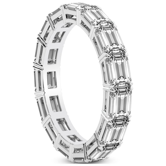 Emerald Shape Lab Grown Diamond Maven Eternity Ring For Women | 3 Carat EGL Certified 14K Rose Gold | FG-VS Quality Friendly Diamonds Eternity Ring Size 7.5