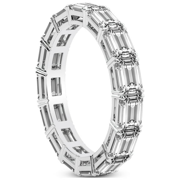 Emerald Shape Lab Grown Diamond Maven Eternity Ring For Women | 3 Carat IGI Certified 14K Rose Gold | FG-VS Quality Friendly Diamonds Eternity Ring Size 8