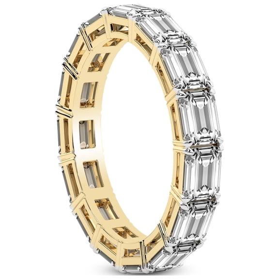 Emerald Shape Lab Grown Diamond Maven Eternity Ring For Women | 4 Carat IGI Certified 14K Yellow Gold | FG-VS Quality Friendly Diamonds Eternity Ring Size 5.5
