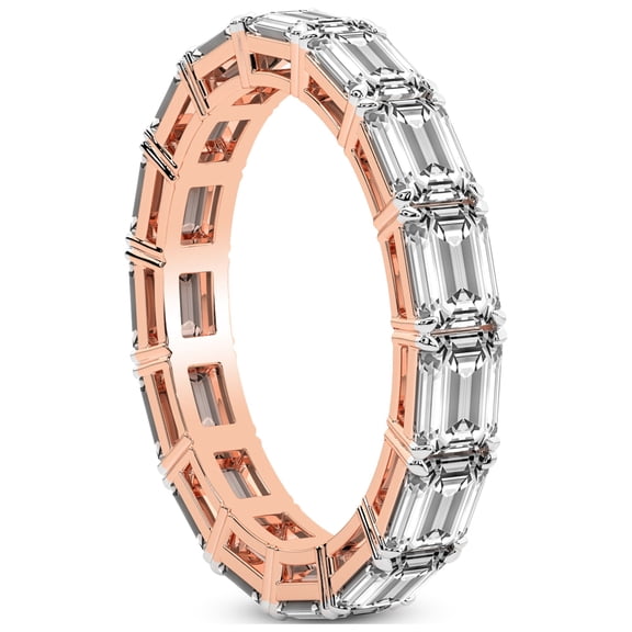 Emerald Shape Lab Grown Diamond Maven Eternity Ring For Women | 5 Carat EGL Certified 14K Yellow Gold | FG-VS Quality Friendly Diamonds Eternity Ring Size 6