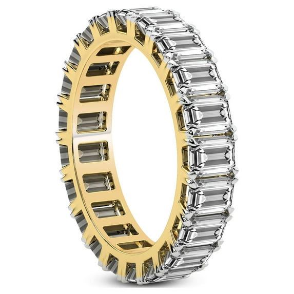 Emerald Shape Lab Grown Diamond Riley Eternity Ring For Women | 7 Carat EGL Certified 14K Yellow Gold | FG-VS Quality Friendly Diamonds Eternity Ring Size 6