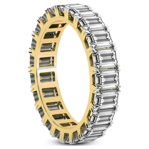Emerald Shape Lab Grown Diamond Riley Eternity Ring For Women | 4 Carat IGI Certified 14K Yellow Gold | FG-VS Quality Friendly Diamonds Eternity Ring Size 5