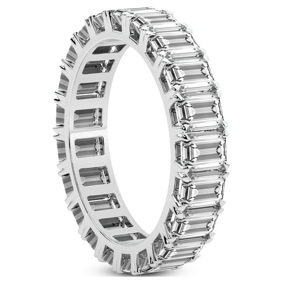 Emerald Shape Lab Grown Diamond Riley Eternity Ring For Women | 6 Carat IGI Certified 14K White Gold | FG-VS Quality Friendly Diamonds Eternity Ring Size 4.5