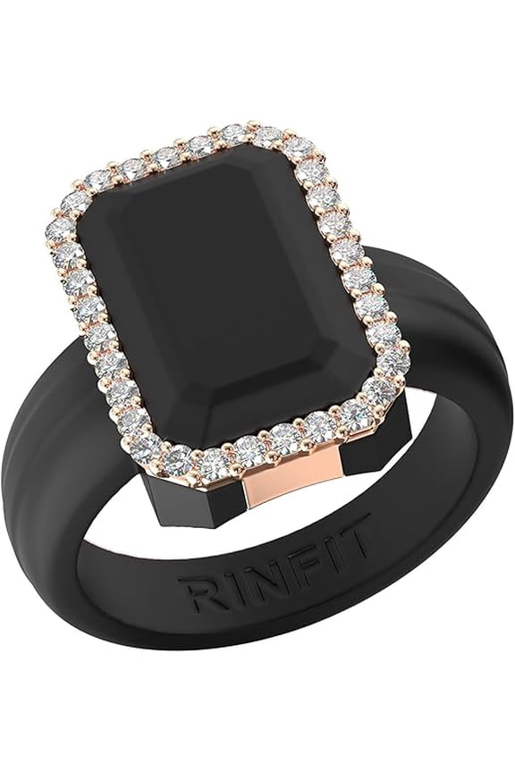 Emerald Silicone Ring with Metal Frame & CZ Stones for Women - Patented Design