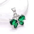 thumbnail image 1 of Emerald - Simulated 925 Silver Platinum Plated Butterfly Pendant 0.50" P78123, Emerald Pendant, Gift For Her, Pear Pendant, Green Pendant, 1 of 2