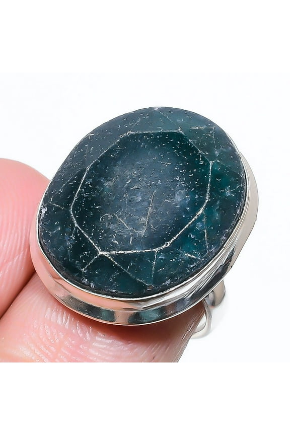 Emerald(Simulated) Gemstone 925 Sterling Silver Jewelry Ring Size 7