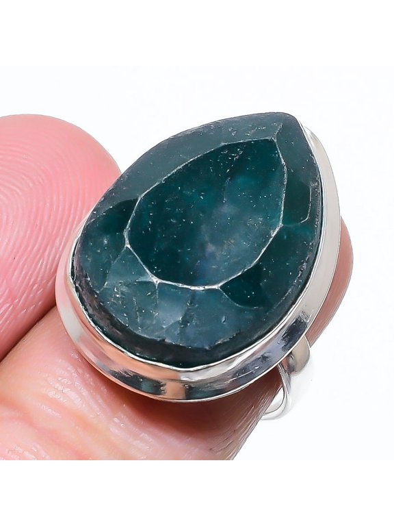 Emerald(Simulated) Gemstone Handmade 925 Sterling Silver Ring Size 10