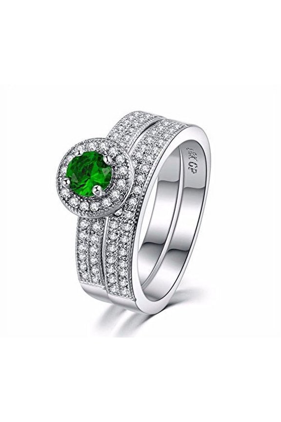 Emerald Simulated Micro Inserted Band Ring (6)