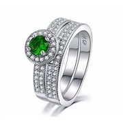 Emerald Simulated Micro Inserted Band Ring 8